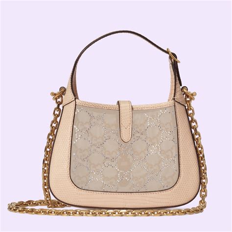 gucci crystalized mini jackie|Jackie 1961 mini crystal GG lizard bag .